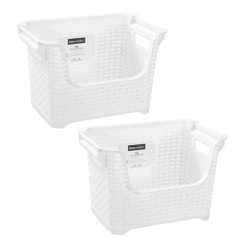 2x Boxsweden Tilly Stackable 37.5x25cm Basket Laundry Storage Bin Assorted