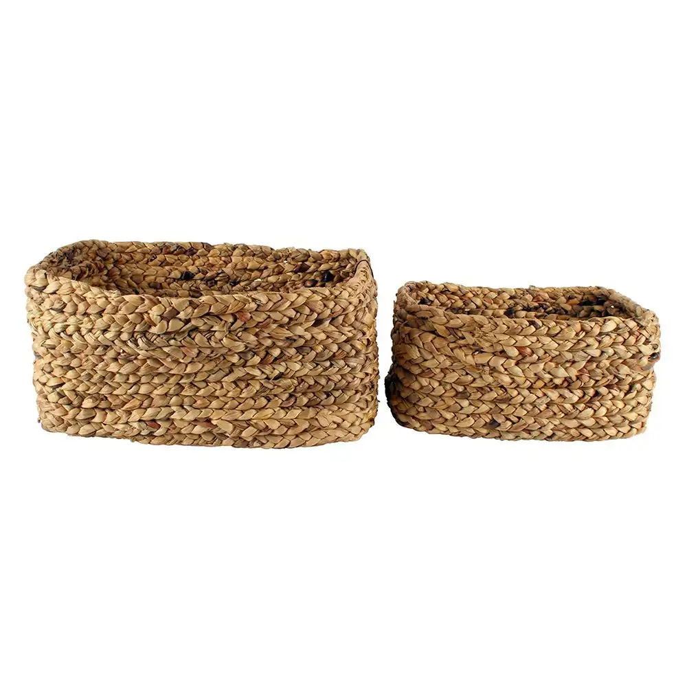 2pc Maine & Crawford Cariel 40/50cm Square Woven Basket Storage w/Handle Natural