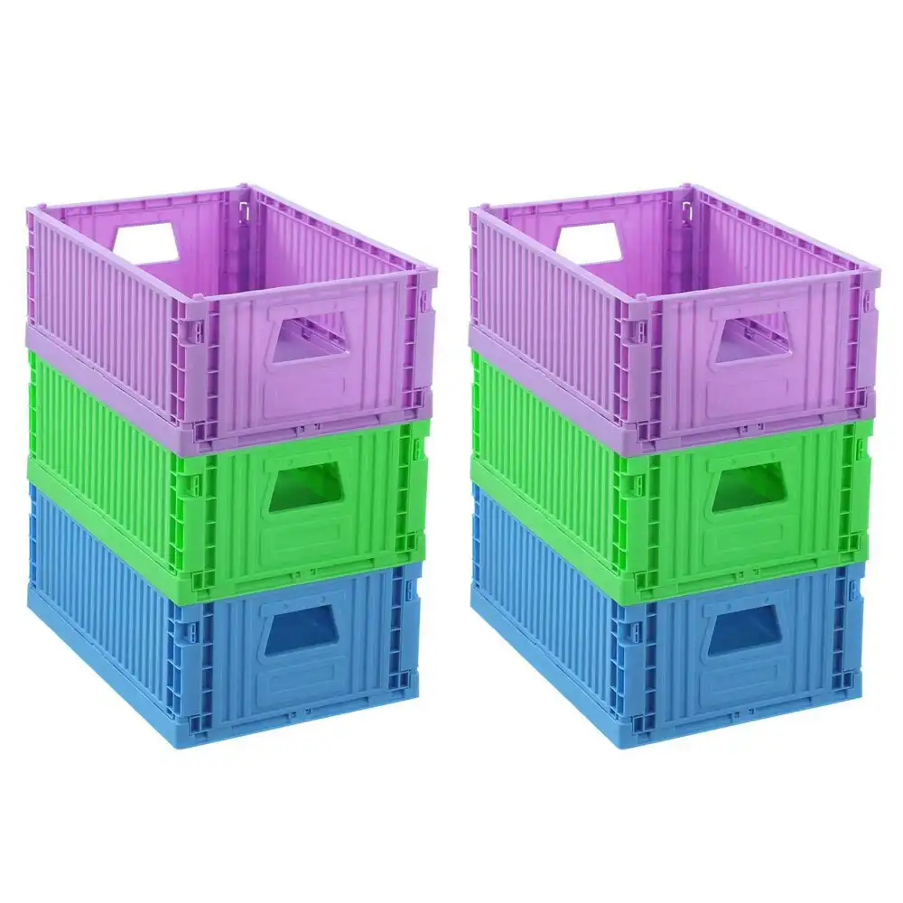 6 x Boxsweden 29x21cm Foldaway Crate Organiser Home Storage Container Assorted