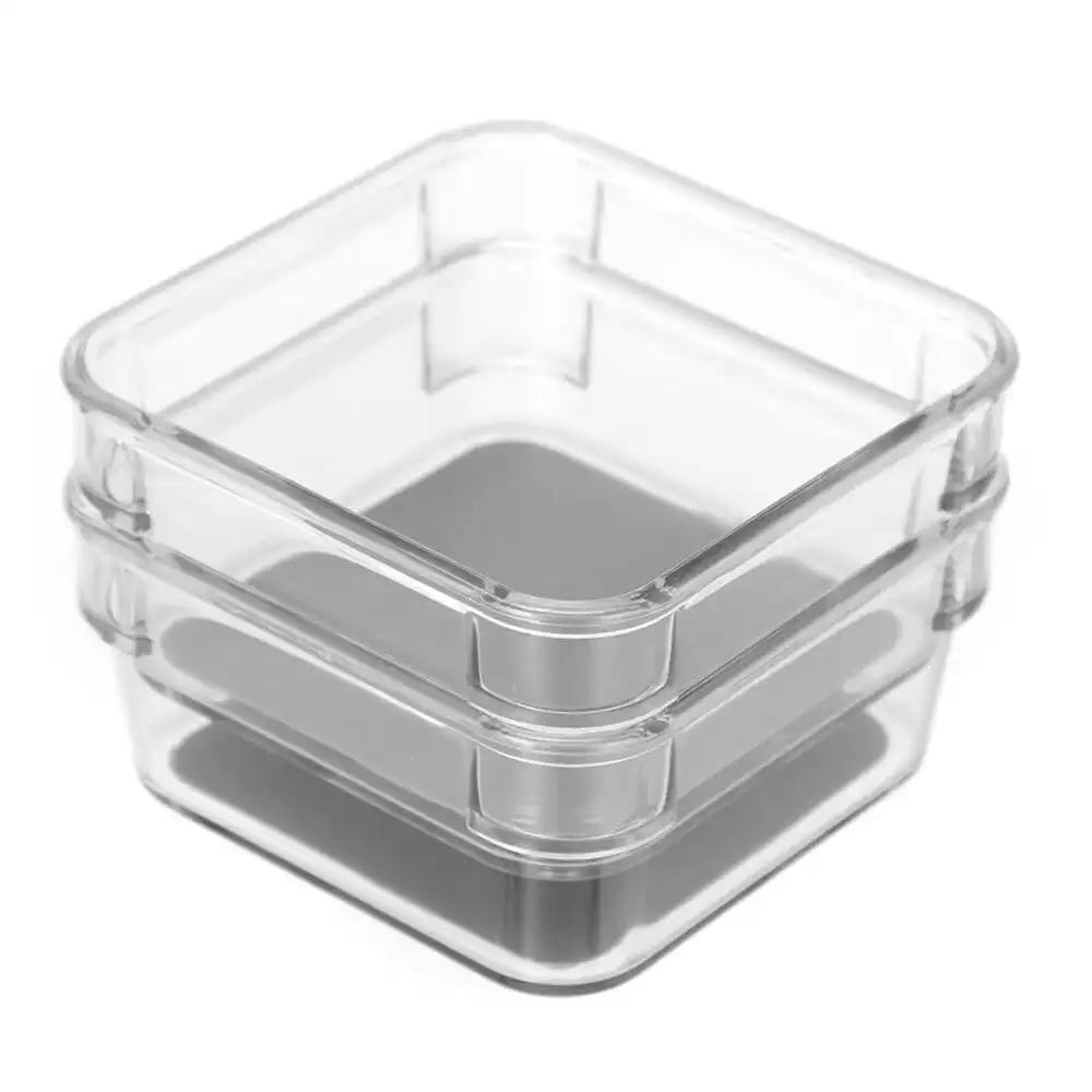 2PK Boxsweden Crystal Non-Slip Storage Tray Home/Kitchen Container Box Clear