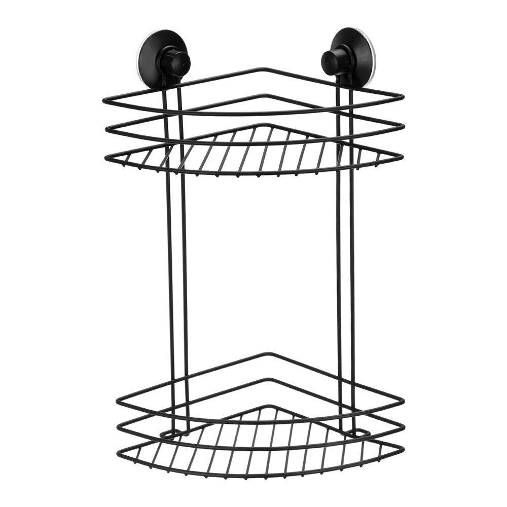 Boxsweden 2 Tier Bathroom Wall Suction Rack Shower Caddy Shelf Organiser Holder