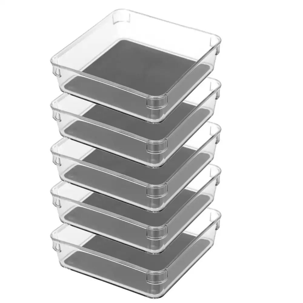 5x Boxsweden Crystal Non Slip Storage Tray 16cm Small Fridge/Pantry Container