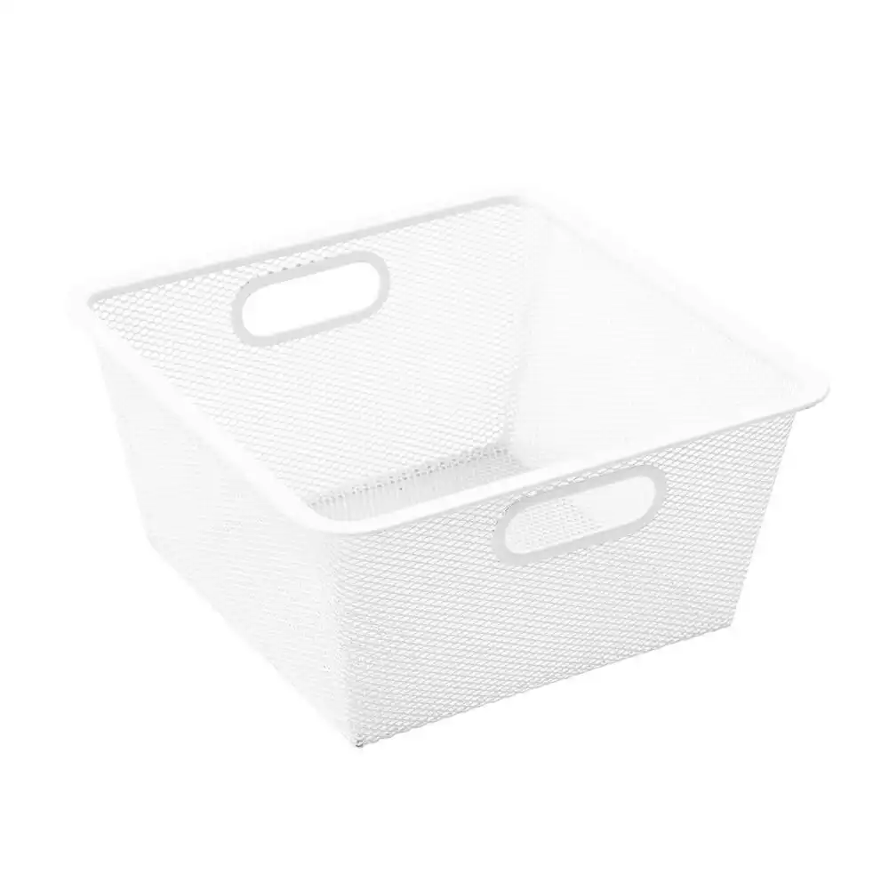 Boxsweden 28cm Metal Mesh Storage Basket Wardrobe/Kitchen/Office Organiser White