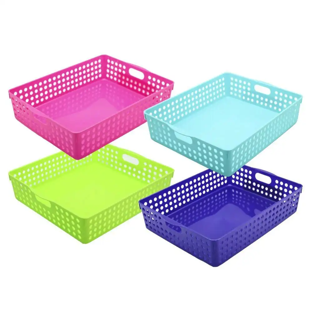 4x Boxsweden Mode Neon Basket 35cm Cleaning Storage Organiser Container Assort.