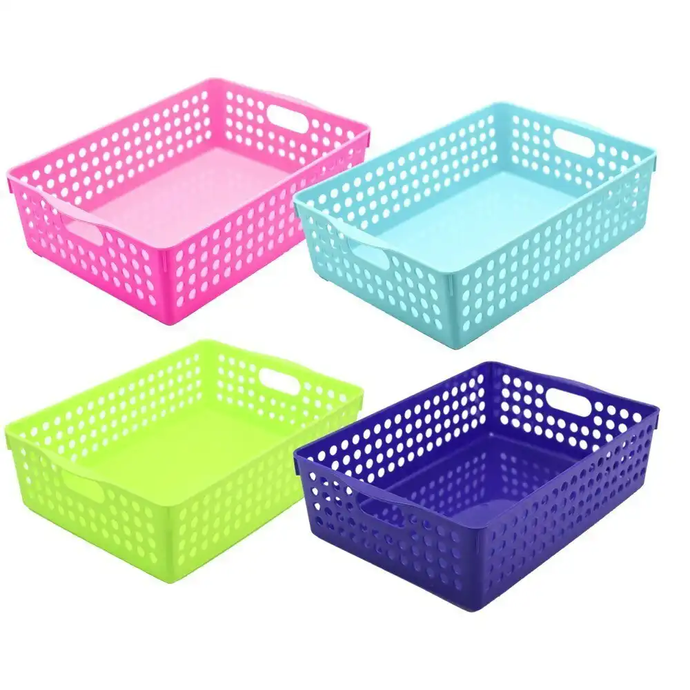 4x Boxsweden Mode Neon Basket 30cm Cleaning Storage Organiser Container Assort.