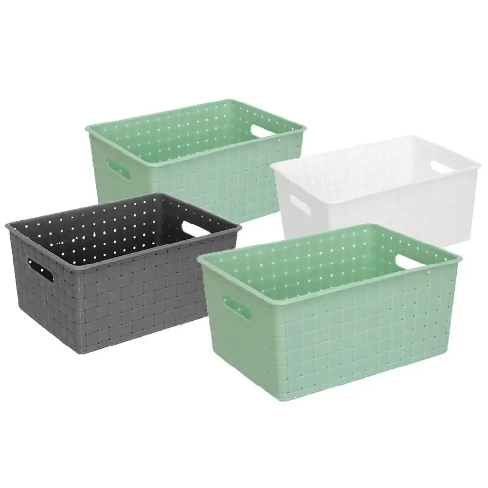 4x Boxsweden Logan Basket 25.5cm Home Office Storage Organiser Container Assort