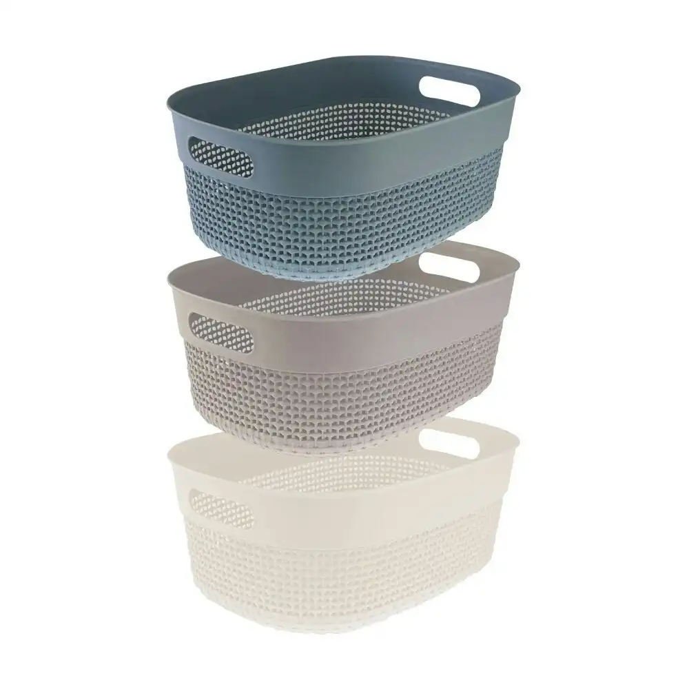 3x Boxsweden Logan Baskets Large 38cm Home Storage Organiser Containers Assort.