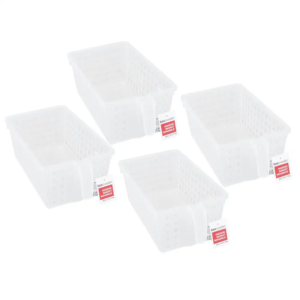 4PK Boxsweden Hudson Basket w/ Handle 30.5cm Office Storage Container Organiser