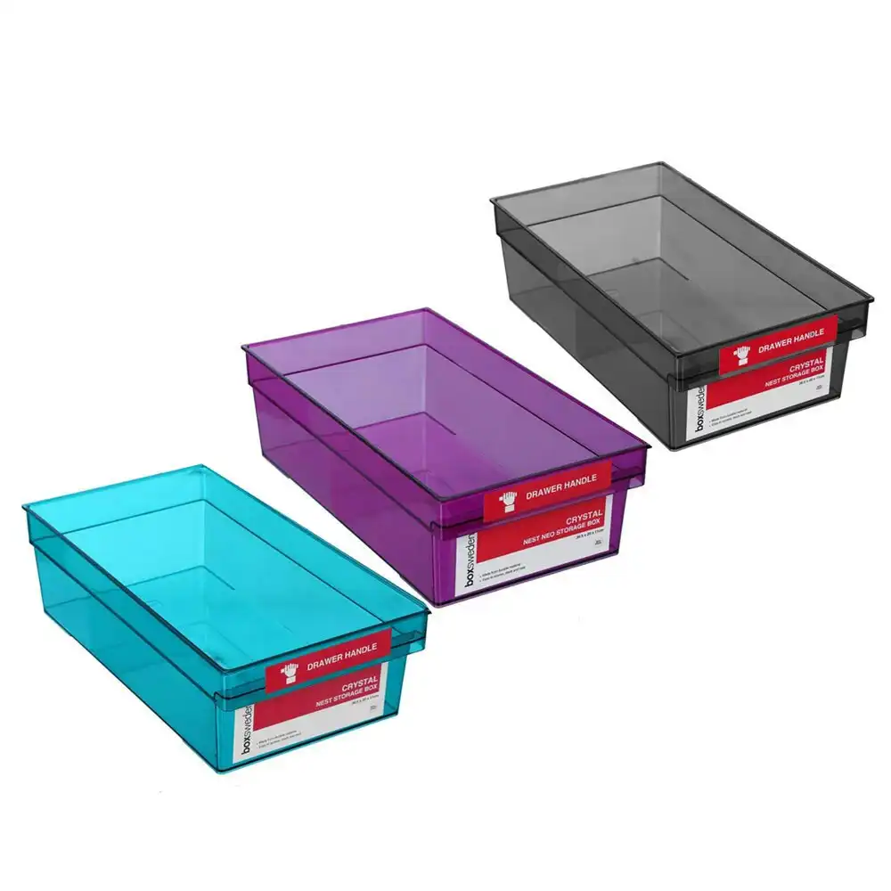 3x Boxsweden Crystal Nest Neo Storage Box 36.5x20cm Organiser Container Assort.