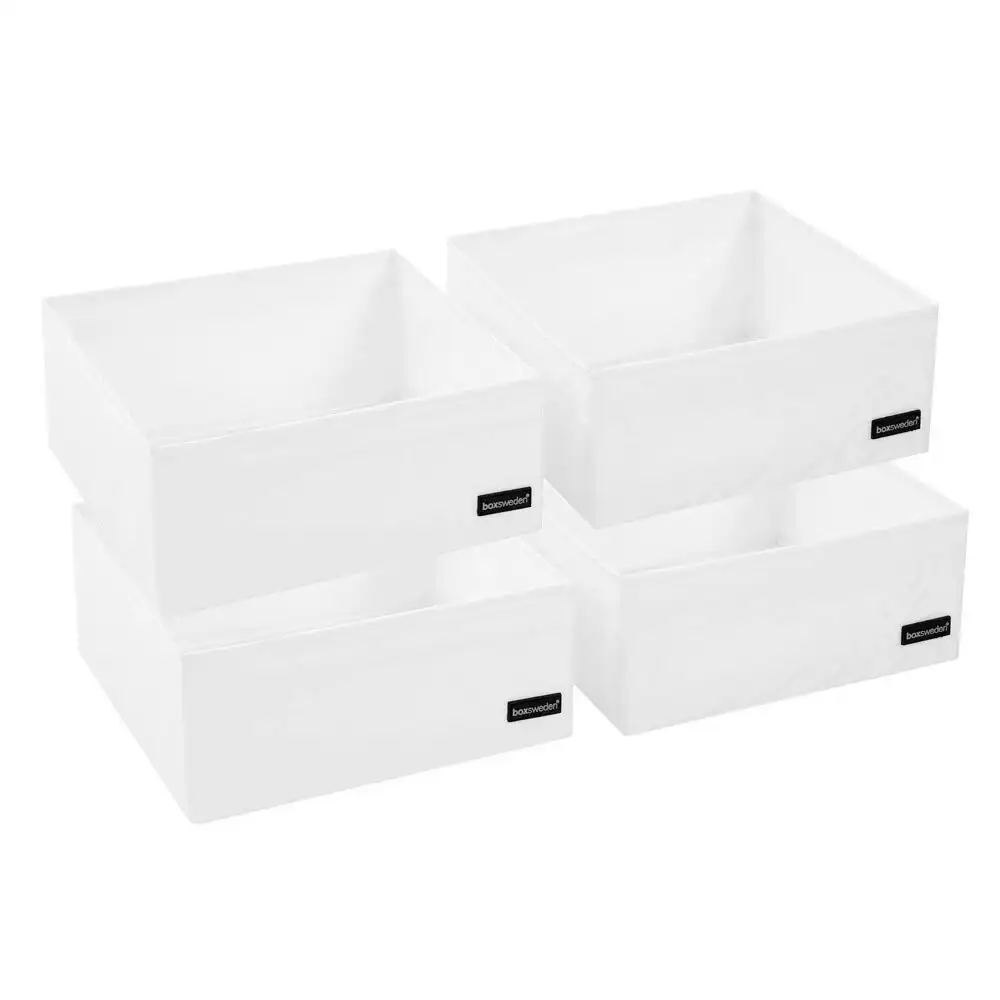 2x 2PK Boxsweden Kloset Storage Cube 28cm Square Organiser Tray Container White