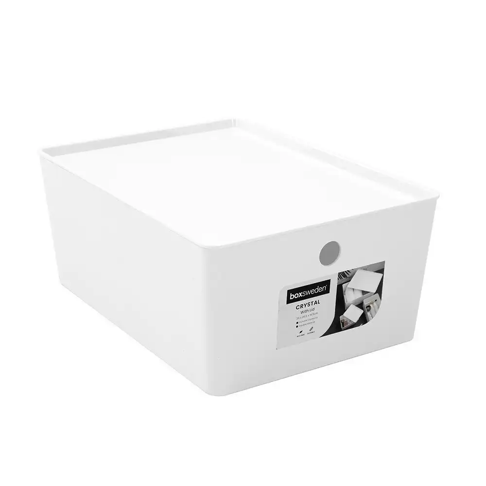 Boxsweden Crystal 35x26.5cm Container Rectangular Home Storage w/ Lid White