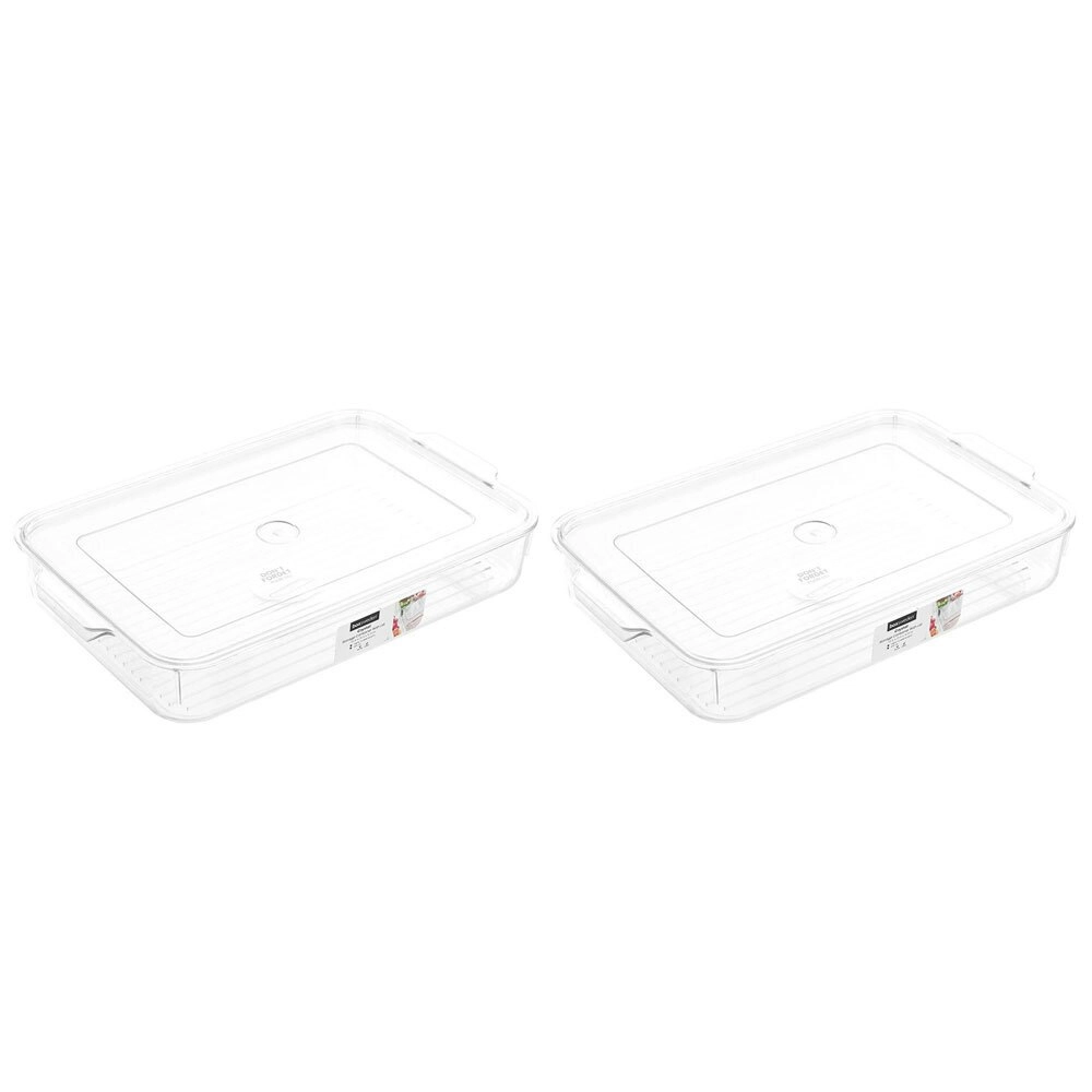 2x Boxsweden Crystal 2.75L/33.5cm Storage Stackable Container/Organiser w/ Lid