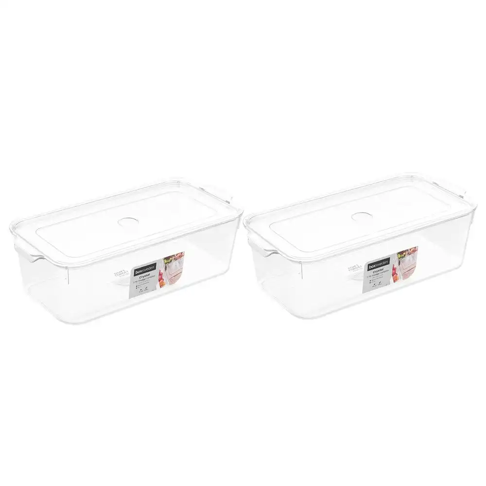 2x Boxsweden Crystal 3.75L/33.5cm Storage Container/Home Organiser w/ Lid Clear