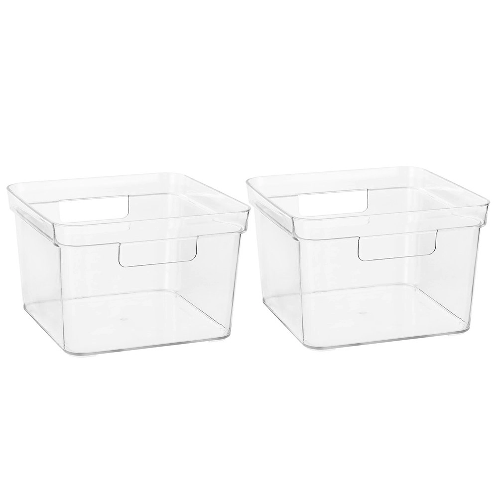 2x Boxsweden Crystal Square 22x14.5cm Storage Container Home Organiser Box CLR