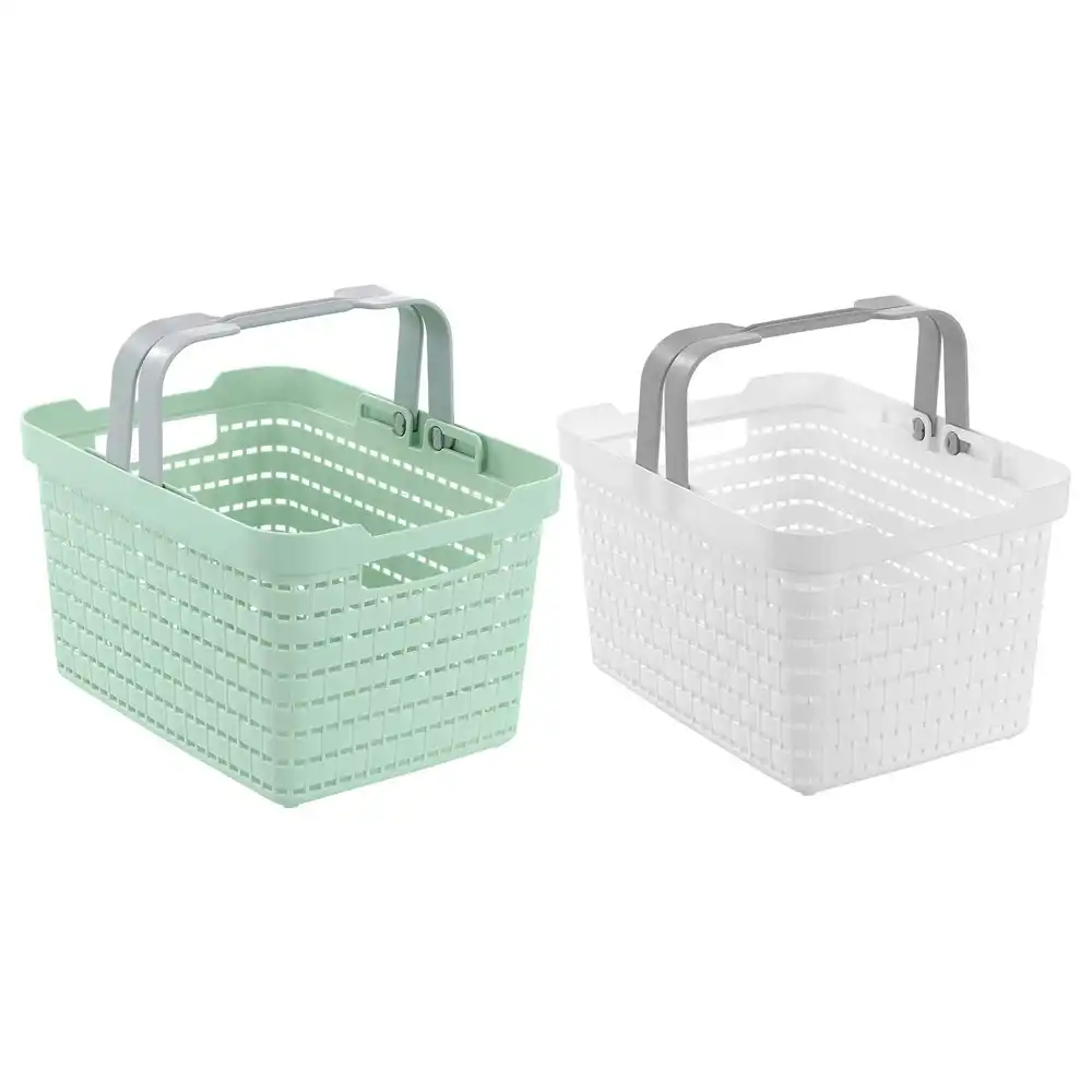 2x Boxsweden Medium 30cm Logan Carry Basket Storage Organiser w/ Handle Assort