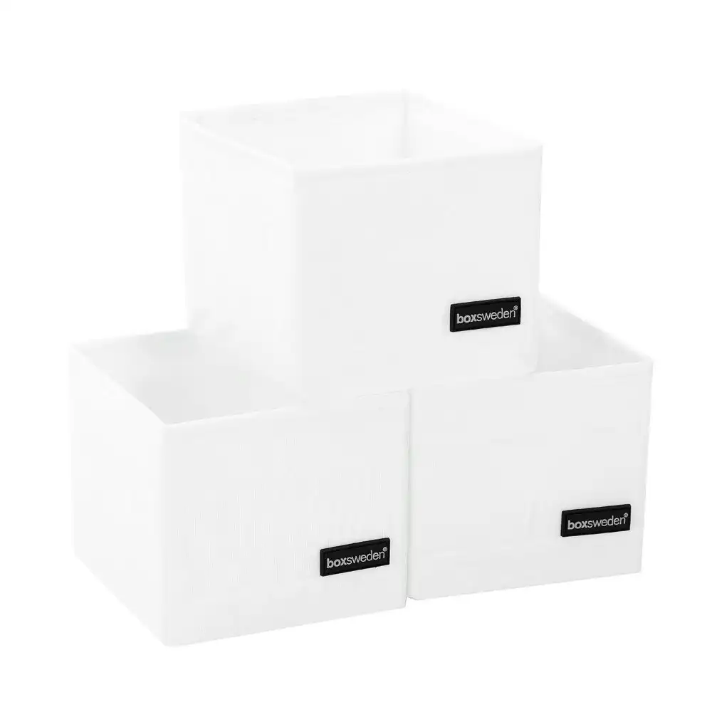 3PK Boxsweden Kloset 14cm Storage Cube Wardrobe/Closet Square Organiser White