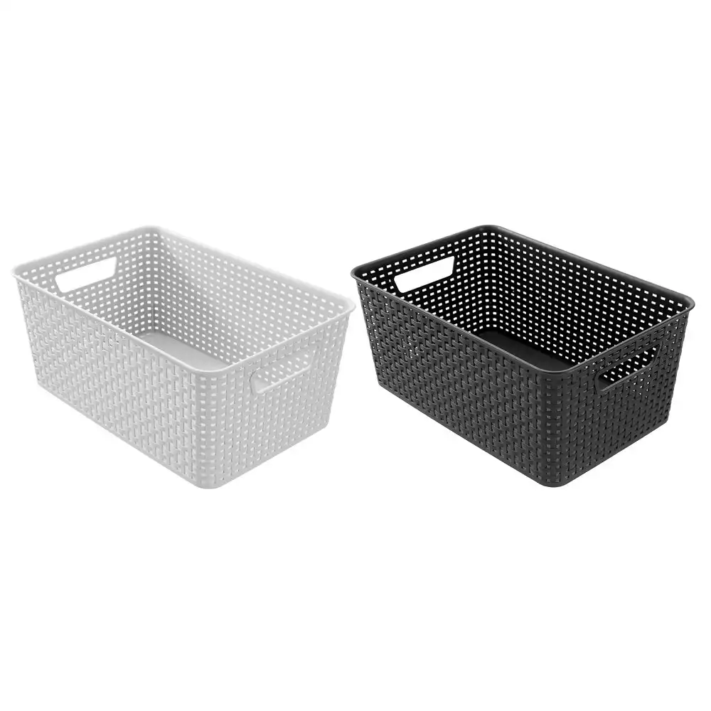 2x Boxsweden Woven Storage/Container Basket Organiser 39x26x16.5cm BPA Free Ast
