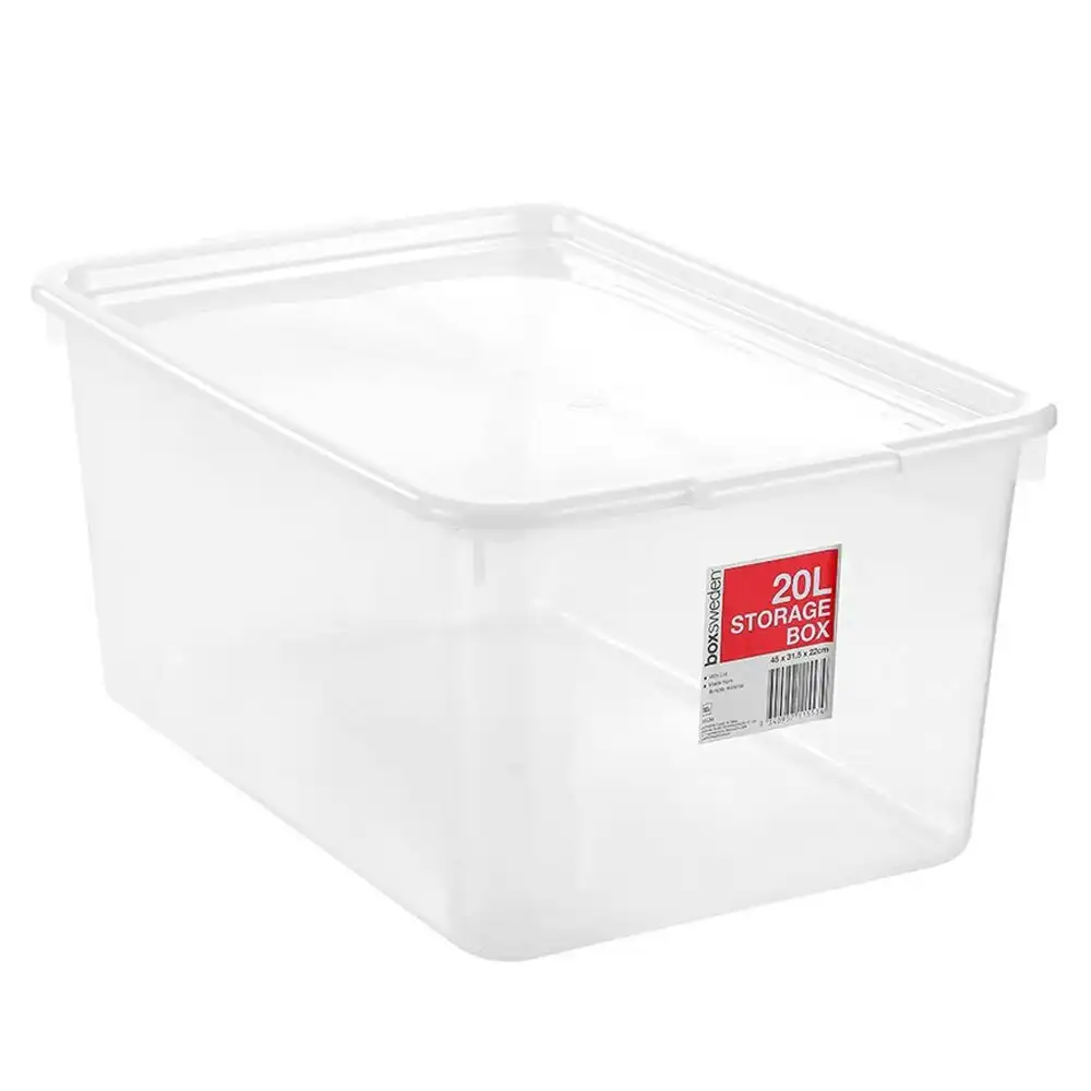 Boxsweden 20L Storage Box Container 45cm Home Organiser w/ Lid Holder Assorted