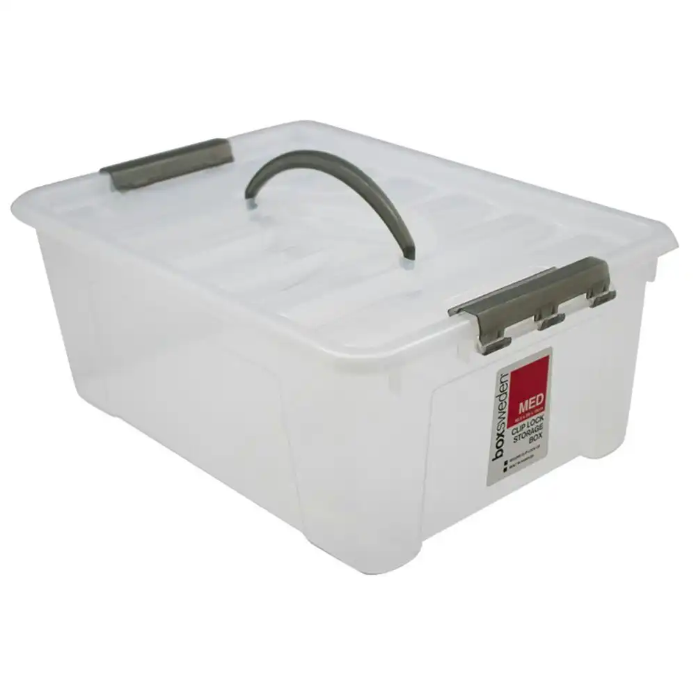 Boxsweden 12L/40.5cm Carry Storage Box Organiser Container w/ Handle Transparent