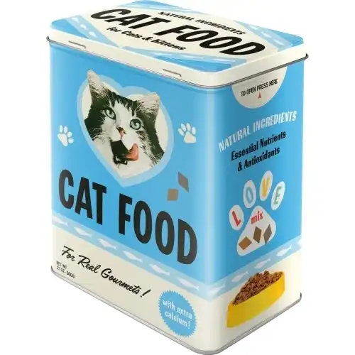 Nostalgic Art 20cm/3L Tin Box Metal Storage Cat Food Canister Organiser Large