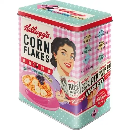 Nostalgic Art 20cm/3L Tin Box Storage Kellogg's Happy Hostess Corn Flakes Large