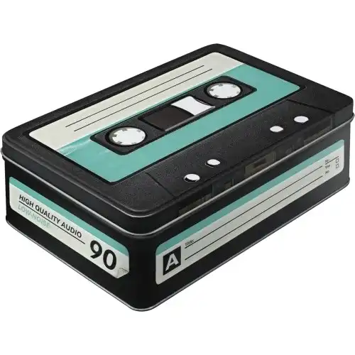 Nostalgic Art 23cm/2.5L Flat Tin Metal Storage Cassette Tape Rectangle Container