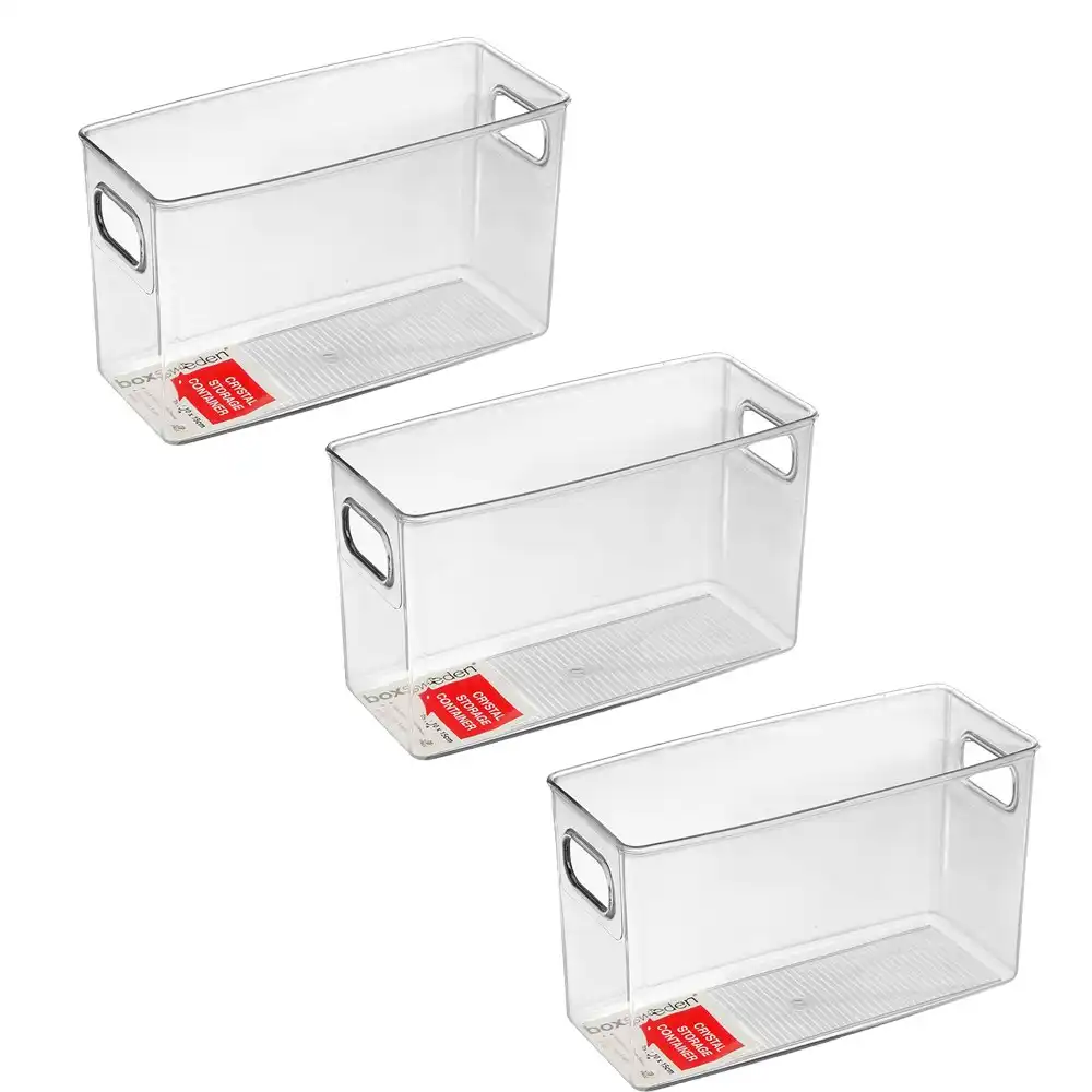 3x Boxsweden Crystal Plastic Storage Container 25cm MED Fridge/Pantry Organiser