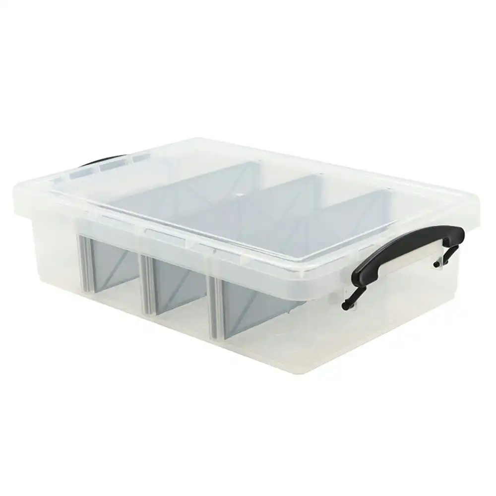 Boxsweden 6L Compartment Storer 4 Section Storage Organiser Container Box Clear