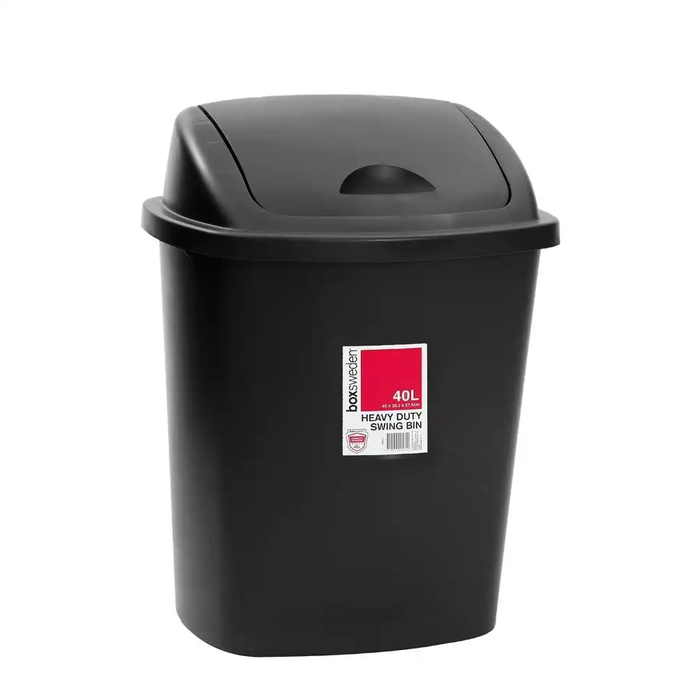 Boxsweden 40L Trash Bin 44x33.5cm w/ Swing Lid Garbage Can Rubbish Waste Basket