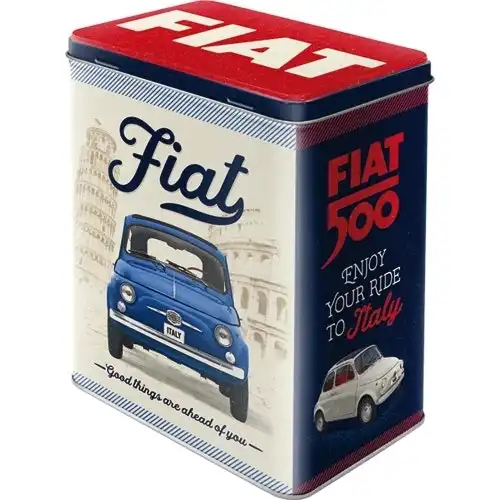 Nostalgic Art 20cm/3L Tin Box Metal Storage Fiat 500 Canister Organiser Large
