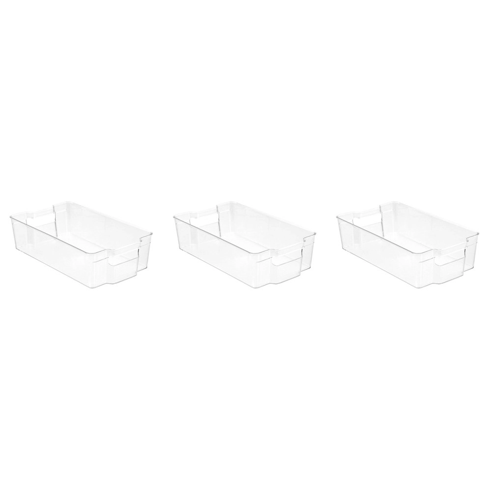 3x Boxsweden Crystal 37cm Stackable Basket Container Fridge/Pantry Organiser