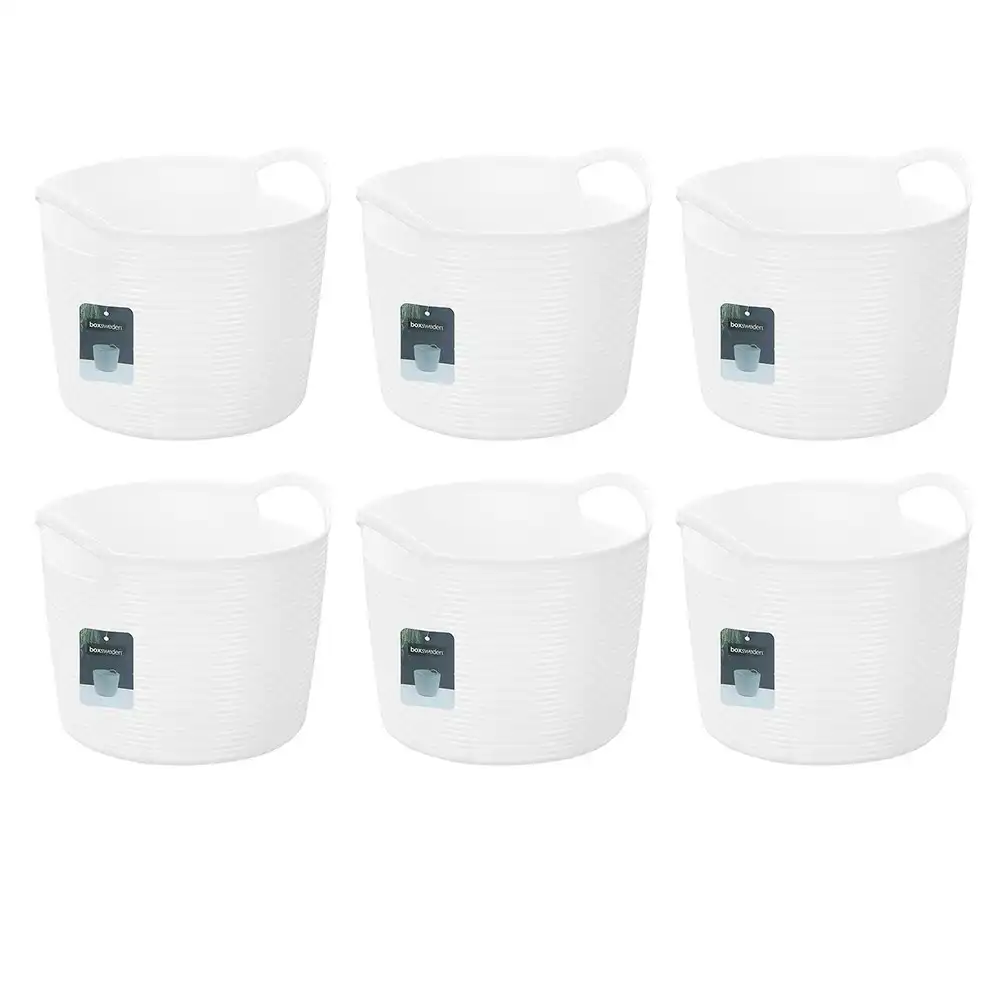 6x Boxsweden Decor 3L Flexi Round Tub Storage Basket Home Organiser Assorted