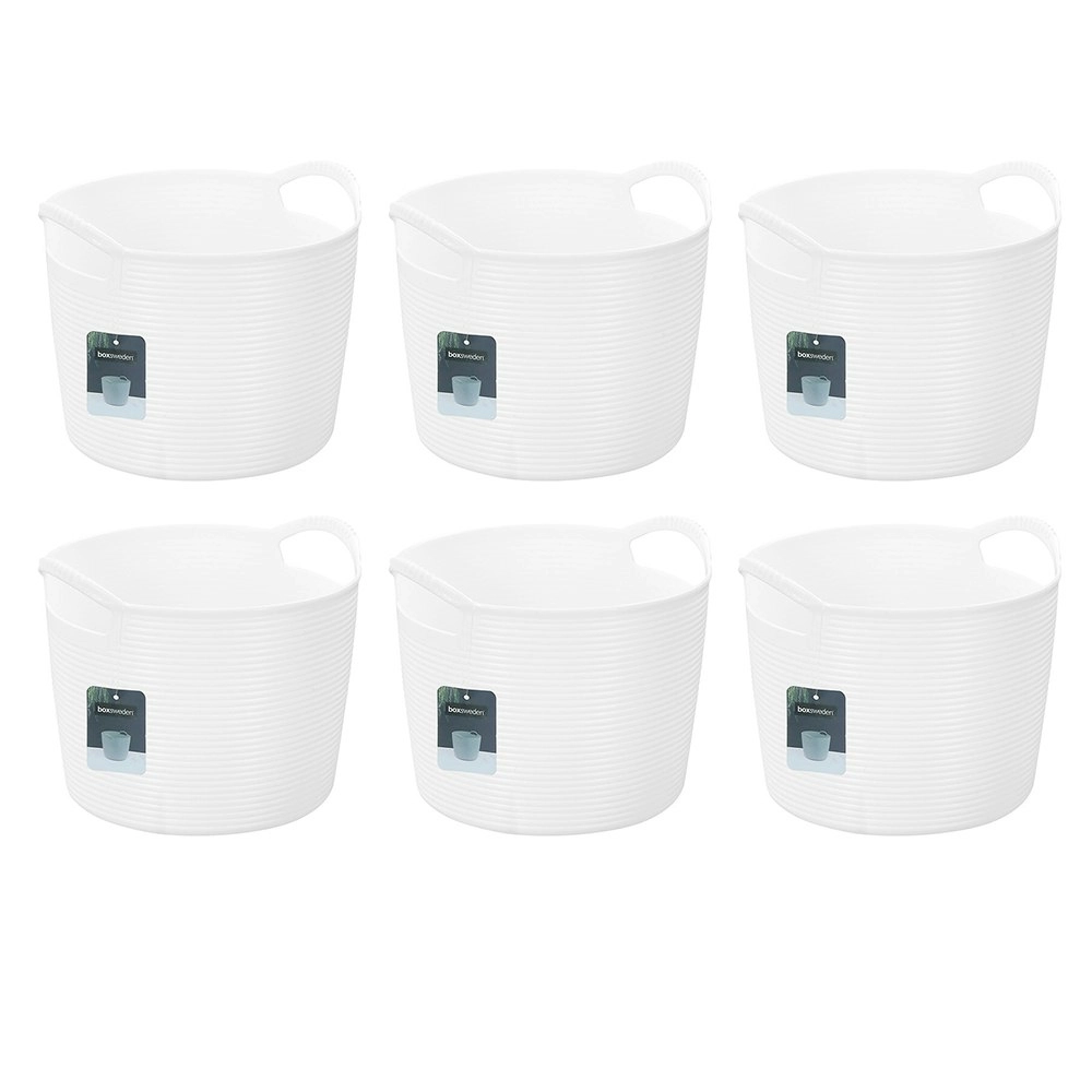 6x Boxsweden Decor 3L Flexi Round Tub Storage Basket Home Organiser Assorted