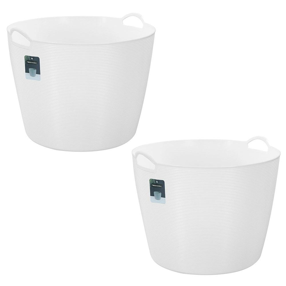 2x Boxsweden Decor 42L Flexi Round Tub Storage Basket Home Organiser Assorted