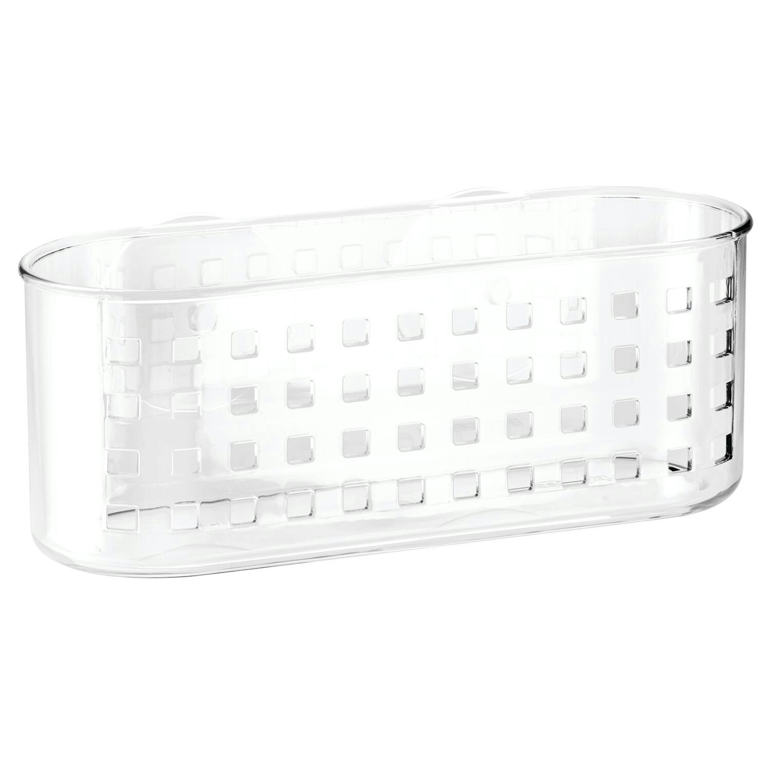 Idesign 26x10.5cm Shower Caddy Suction Basket Shampoo Holder Wall Storage Clear