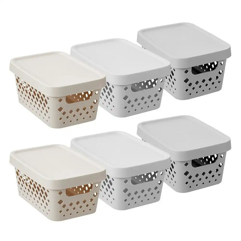 6x Boxsweden Kept Diamond 40L/26cm Storage Bin Lidded Household Organiser Assort