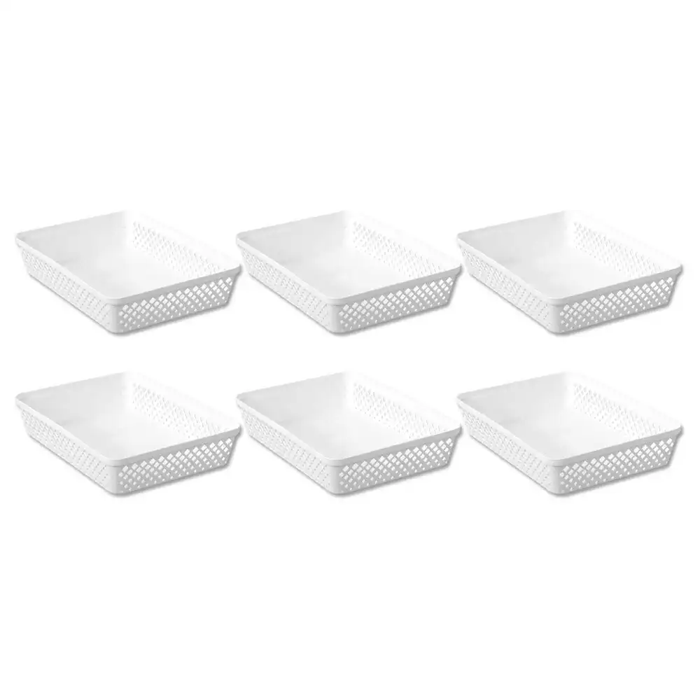 6x Boxsweden Kept Diamond 33x24cm Organiser Tray Household Storage Basket White