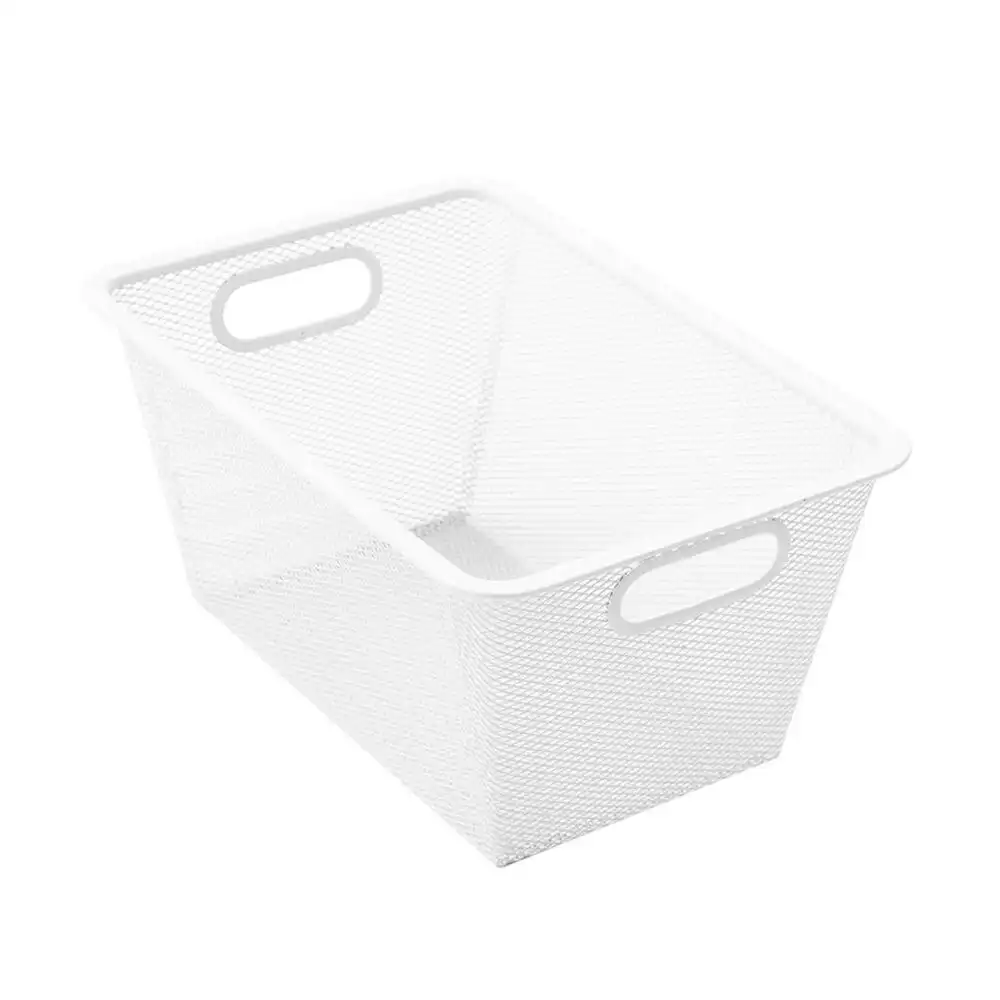 Boxsweden 33cm Metal Mesh Storage Basket Wardrobe/Kitchen/Office Organiser White