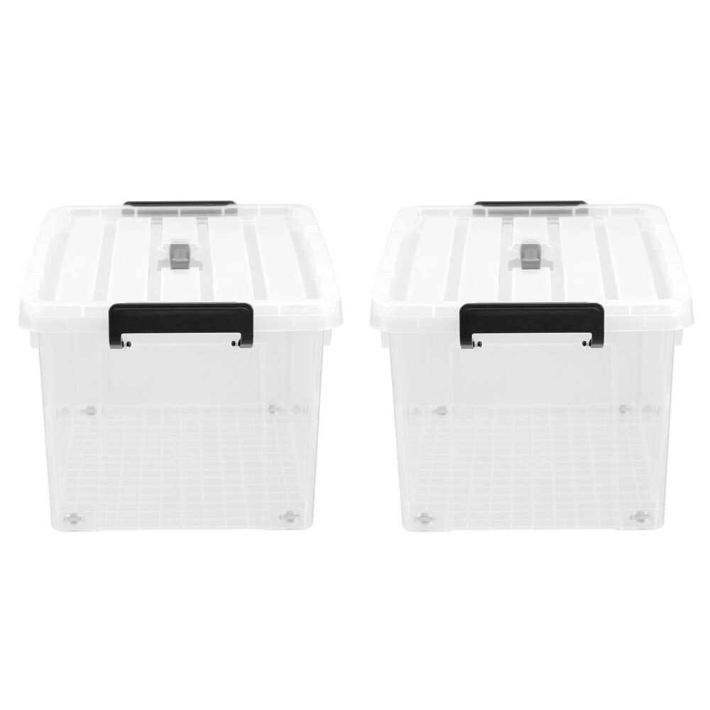 2x Boxsweden Dura 51cm/43L Carry Box w/ Wheels/Lid Storage Home Organiser White