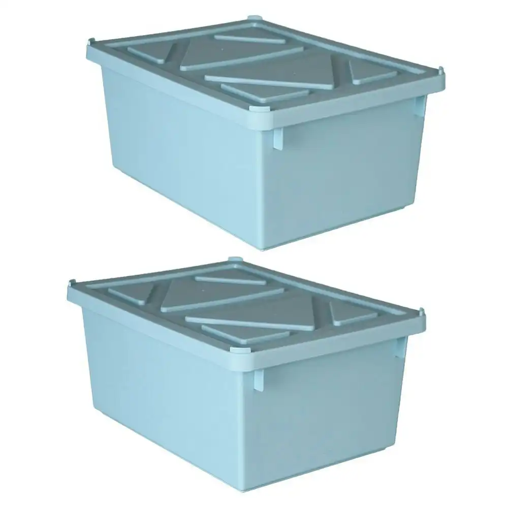 2x Boxsweden 10L/36cm Tetra Storage Box w/ Lid Stackable Home Organiser Assorted