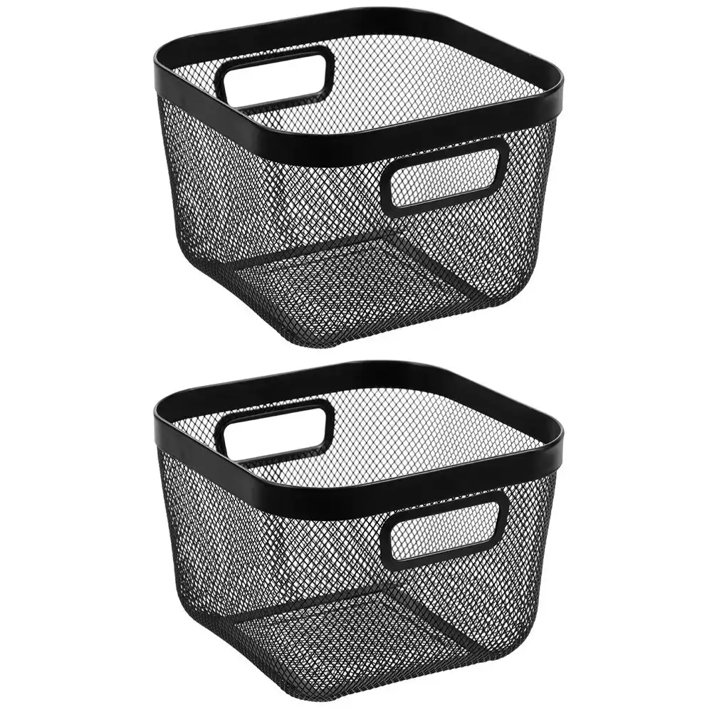 2x Boxsweden Medium 24cm Mesh Storage Basket w/ Handle Home Organiser Assorted