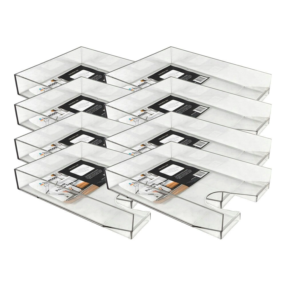 8x Kemasi Clear Home Study Office Desk Top Paper Holder Container Storage Tray