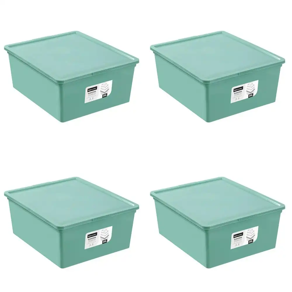 4x Boxsweden 20L/39cm Essentials Stackable Tub Storage Home Organiser Assorted