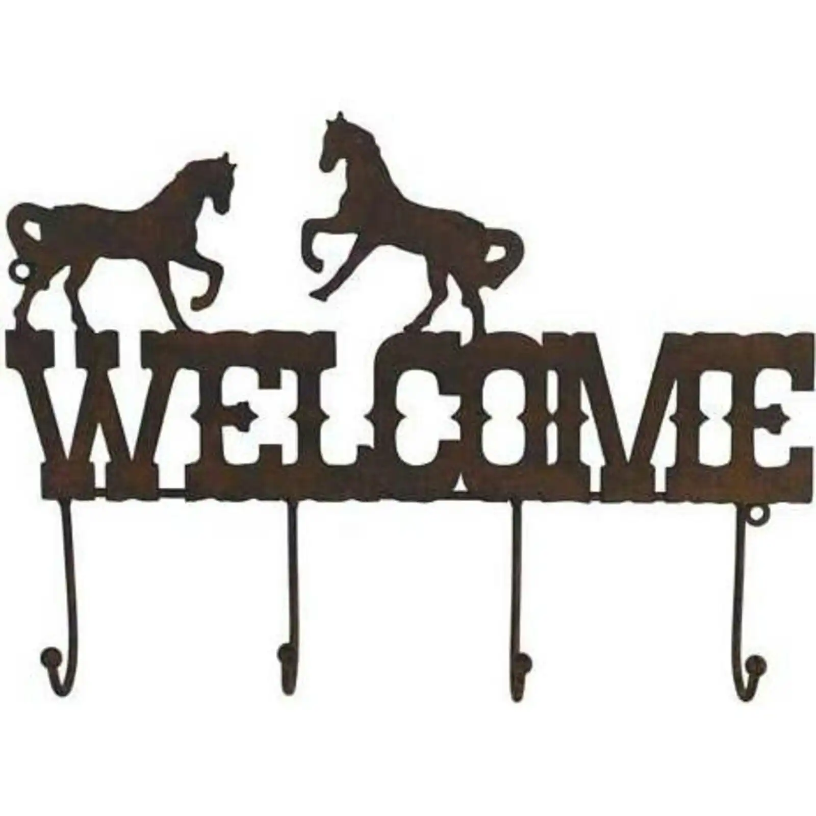 Welcome Horses Metal Hooks 38cm Wall Mounted Organiser Hanger/Holder Home Decor