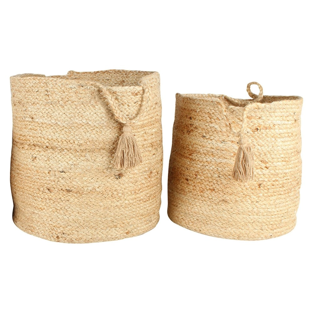 2pc Maine & Crawford Breeze 30/35cm Jute Basket Storage Set w/ Tassel Natural