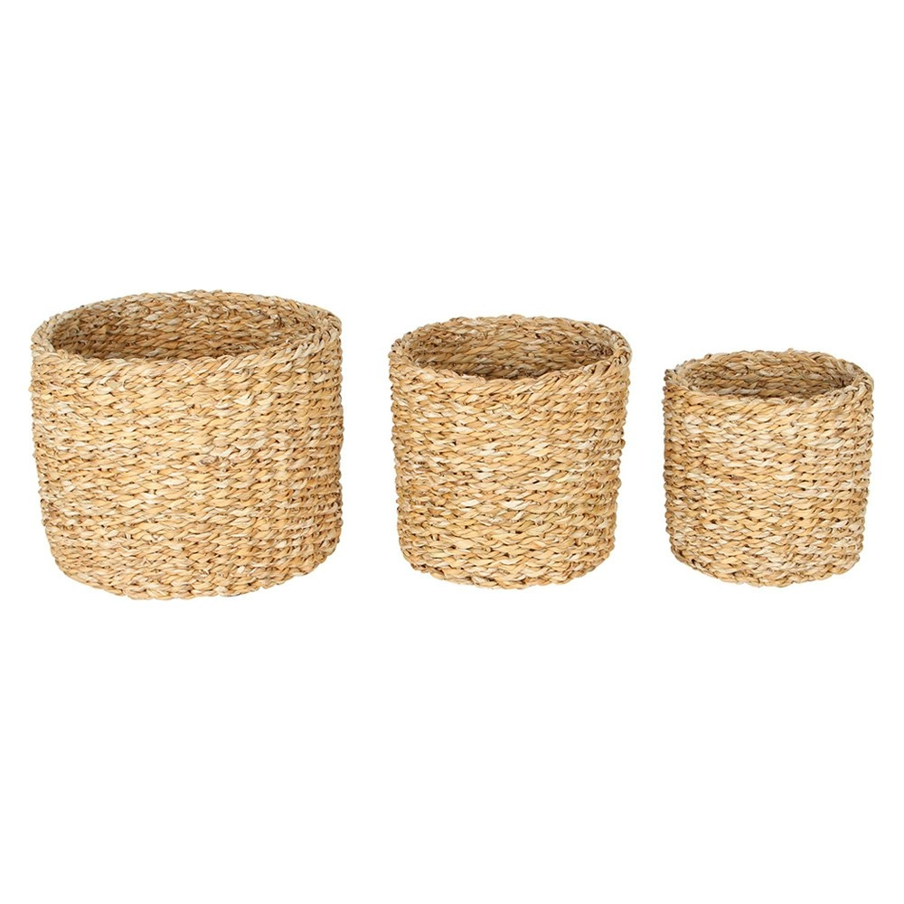 3pc Maine & Crawford Sunshine 17/18/20cm Seagrass Round Mini Cylinder Storage