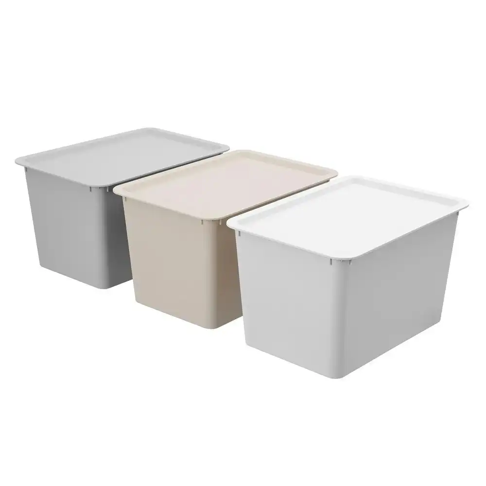 3x Boxsweden Tidy 20L/37.5x22.5cm Storage Box Lidded Rectangle Organiser Asst