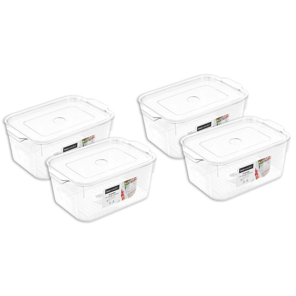 4x Boxsweden Crystal 2.4L Storage Container/Organiser w/Lid 23.5x15.5x10cm CLR