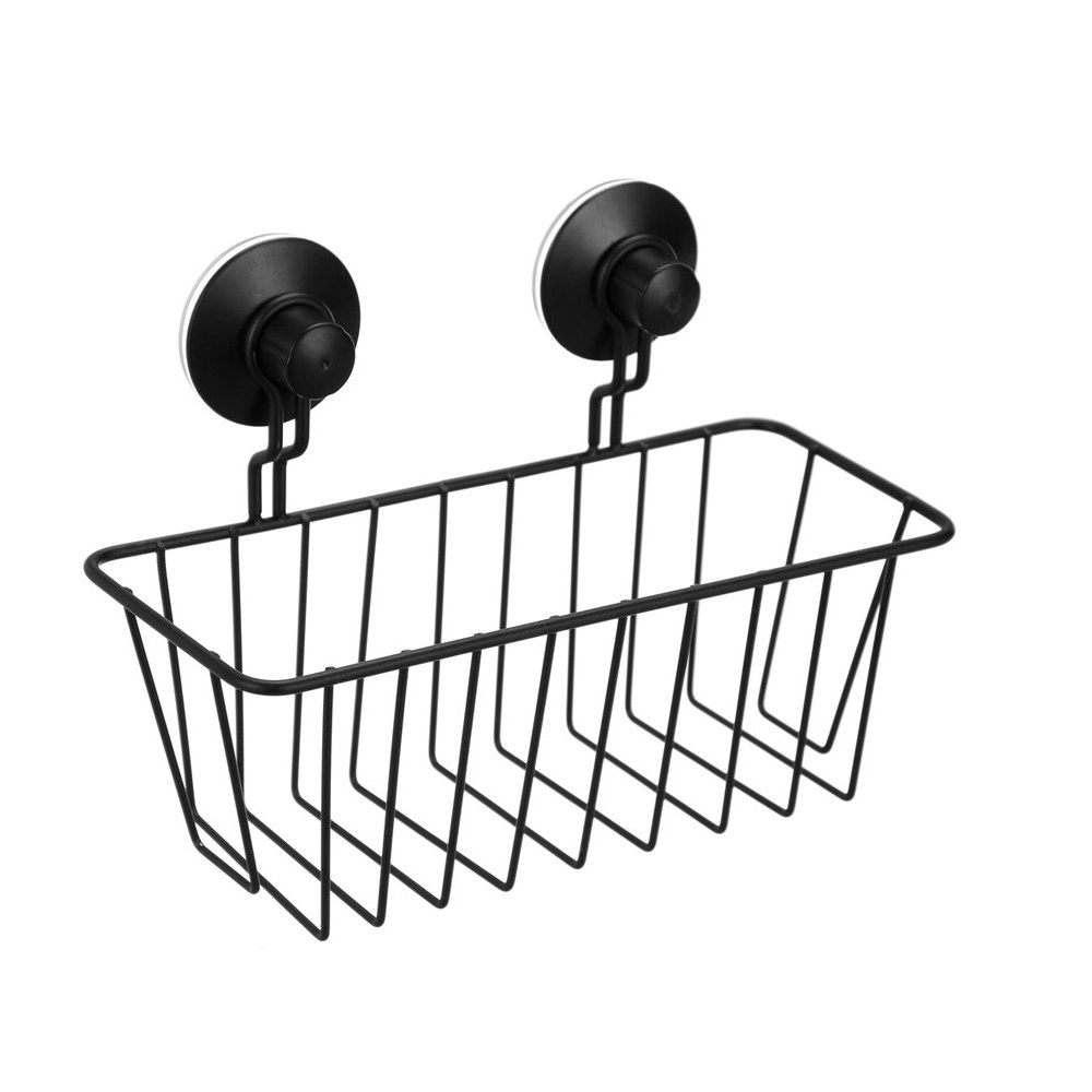 Bathroom Rectangle Wall Suction Cup Rack Shower Caddy Shelf Organiser Holder BLK