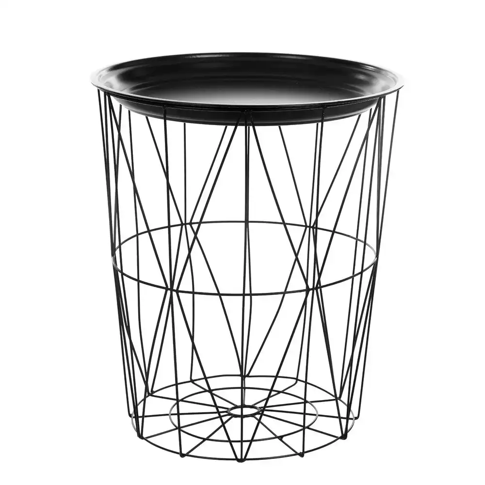 Boxsweden Toska Wire 39x46cm Storage Basket/Holder w/ Metal Top Side Table Black